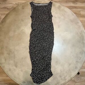 A Pea In The Pod Black and White Polka Dot Sleeveless Maternity Maxi Dress